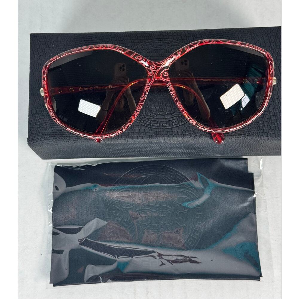 Christian Dior Oversized Red Pattern Sunglasses Germany 2498 31 New